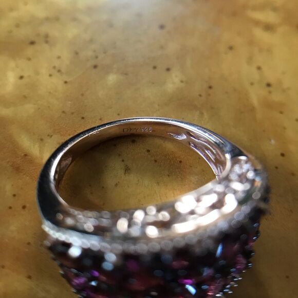 Natural Rhodolite Garnet Sterling Silver Ring Size 8 - Picture 3 of 6